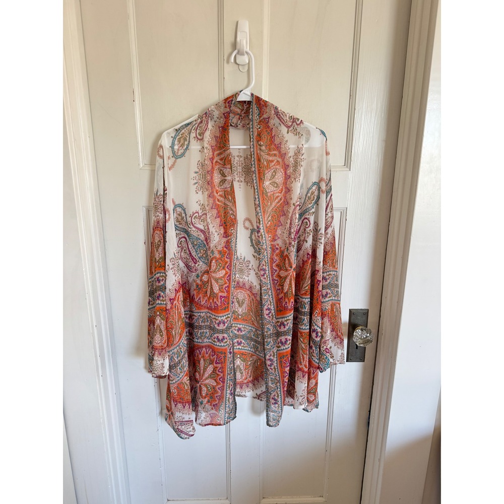 Soft Surroundings paisley floral kimono coverup top